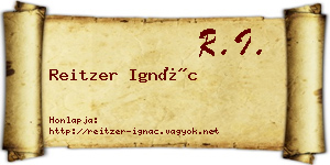 Reitzer Ignác névjegykártya