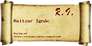 Reitzer Ignác névjegykártya